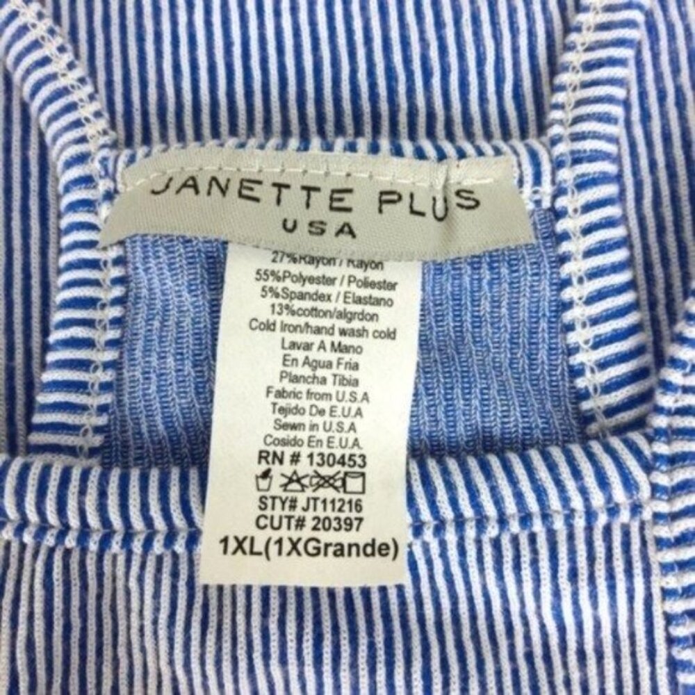 Janette Plus Striped Ribbed Racerback Striped Ribbed Cutaway Tank Top Blue - Picture 4 of 4